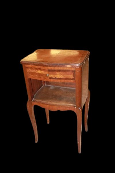 Coppia di comodini Maschio Femmina francesi di fine 1800, stile Transizione, in legno -photo-2