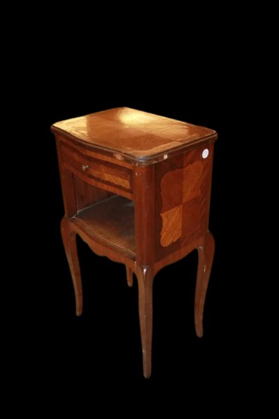 Coppia di comodini Maschio Femmina francesi di fine 1800, stile Transizione, in legno -photo-3
