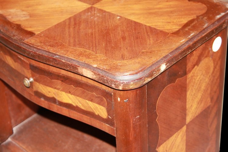 Coppia di comodini Maschio Femmina francesi di fine 1800, stile Transizione, in legno -photo-4