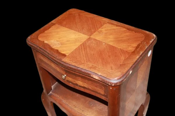 Coppia di comodini Maschio Femmina francesi di fine 1800, stile Transizione, in legno -photo-1