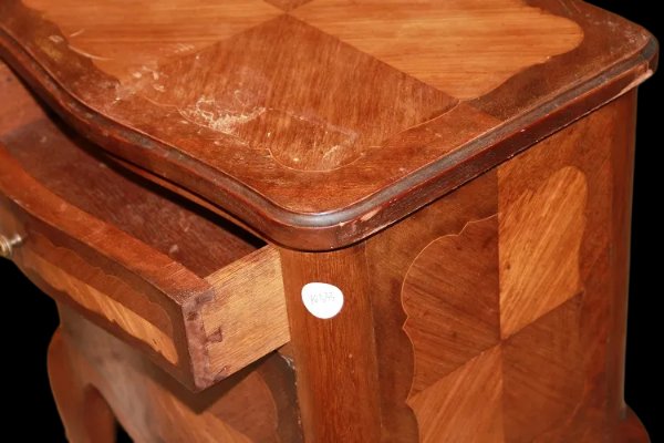 Coppia di comodini Maschio Femmina francesi di fine 1800, stile Transizione, in legno -photo-4