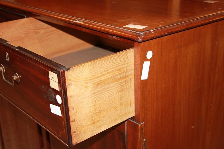 Credenza Servante inglese della prima metà del 1800, stile Regency, in legno di mogano e piuma -photo-2