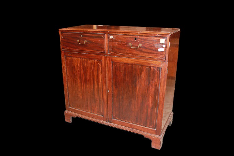 Credenza Servante inglese della prima metà del 1800, stile Regency, in legno di mogano e piuma 