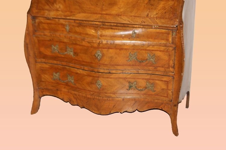 Trumeau italiano di inizio 1700, stile Luigi XV, in legno di noce-photo-3