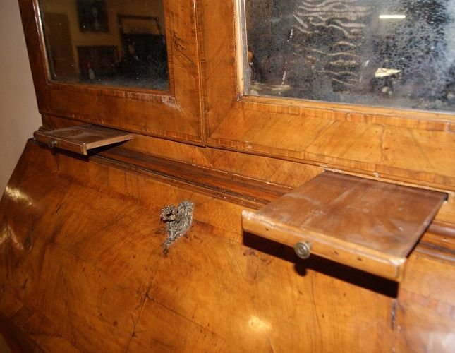 Trumeau italiano di inizio 1700, stile Luigi XV, in legno di noce-photo-4