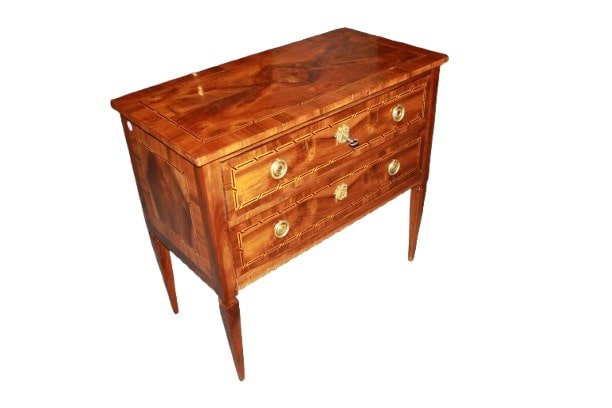 Piccolo Cassettone Comoncino Stile Luigi XVI del 1800 in Noce-photo-4