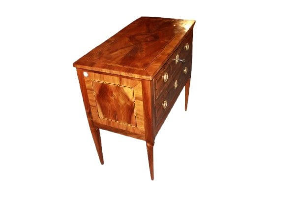 Piccolo Cassettone Comoncino Stile Luigi XVI del 1800 in Noce-photo-1