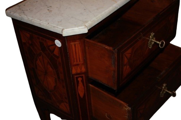 Comodino Comoncino Francese del 1700 Stile Luigi XVI con Marmo-photo-2