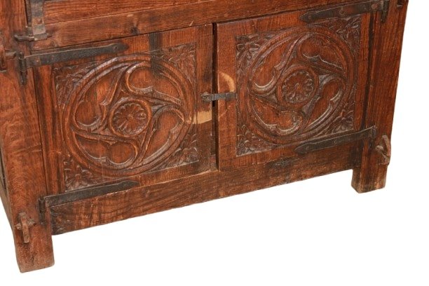 Stipo Francese di inizio 1800 in Legno di Quercia Riccamente Intagliato-photo-4