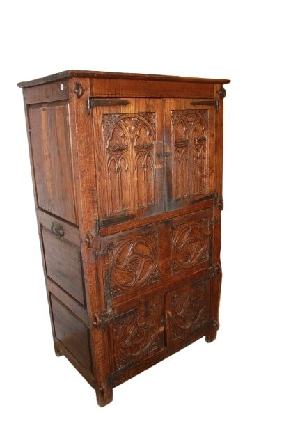Stipo Francese di inizio 1800 in Legno di Quercia Riccamente Intagliato-photo-1