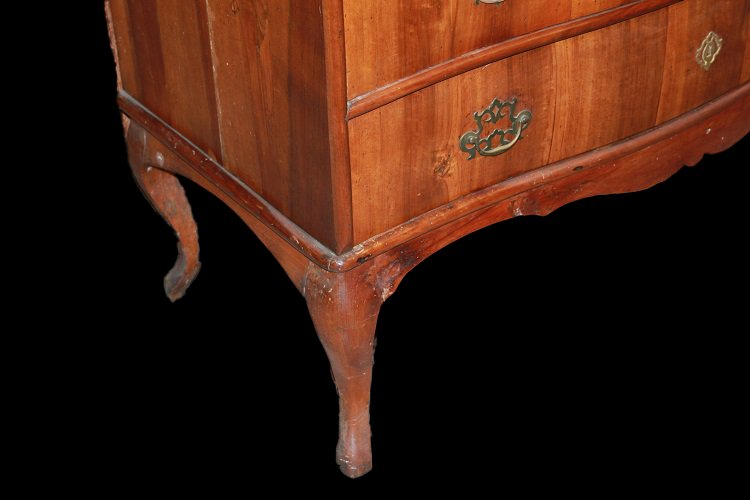 Comò italiano veneto di fine 1700, stile Luigi XV , in legno di noce-photo-4