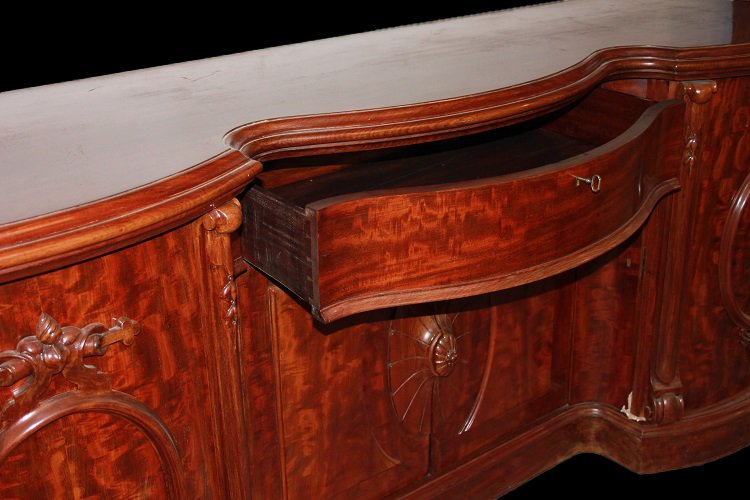 Grande servante credenza inglese della seconda metà del 1800, stile Vittoriano, in legno di mog-photo-4