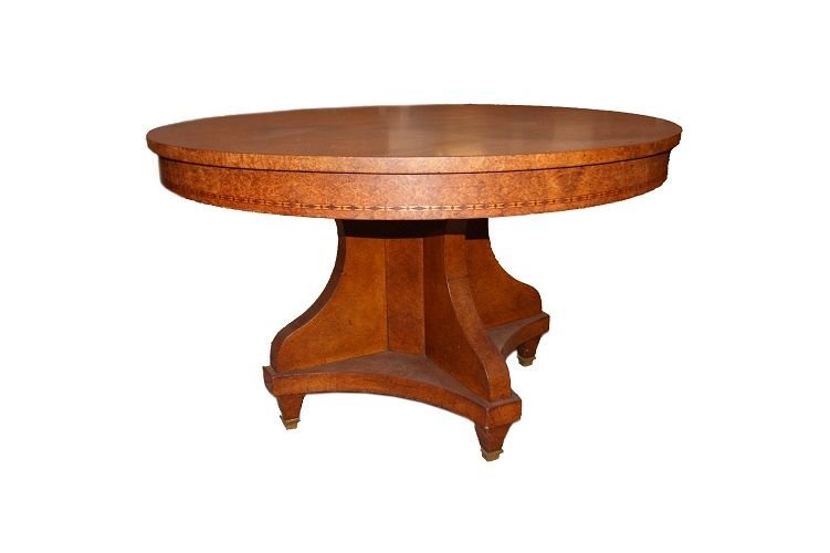 Tavolo allungabile Austriaco della prima metà del 1800, stile Impero, in legno di maples-photo-2