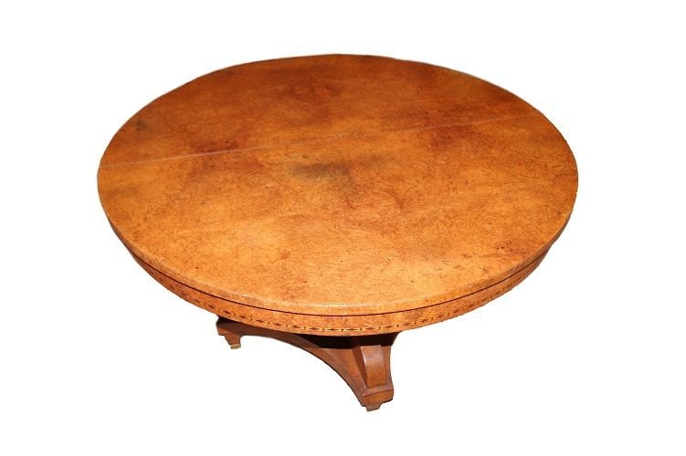 Tavolo allungabile Austriaco della prima metà del 1800, stile Impero, in legno di maples-photo-3