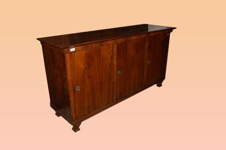 Credenza 3 porte Austriaca della prima metà del 1800, stile Biedermeier, in legno di noce-photo-2