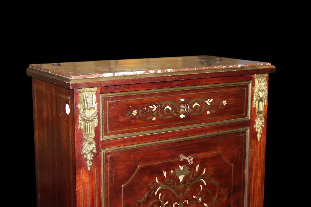 Secretaire francese della seconda metà del 1800, stile Napoleone III, in legno di mogano-photo-2