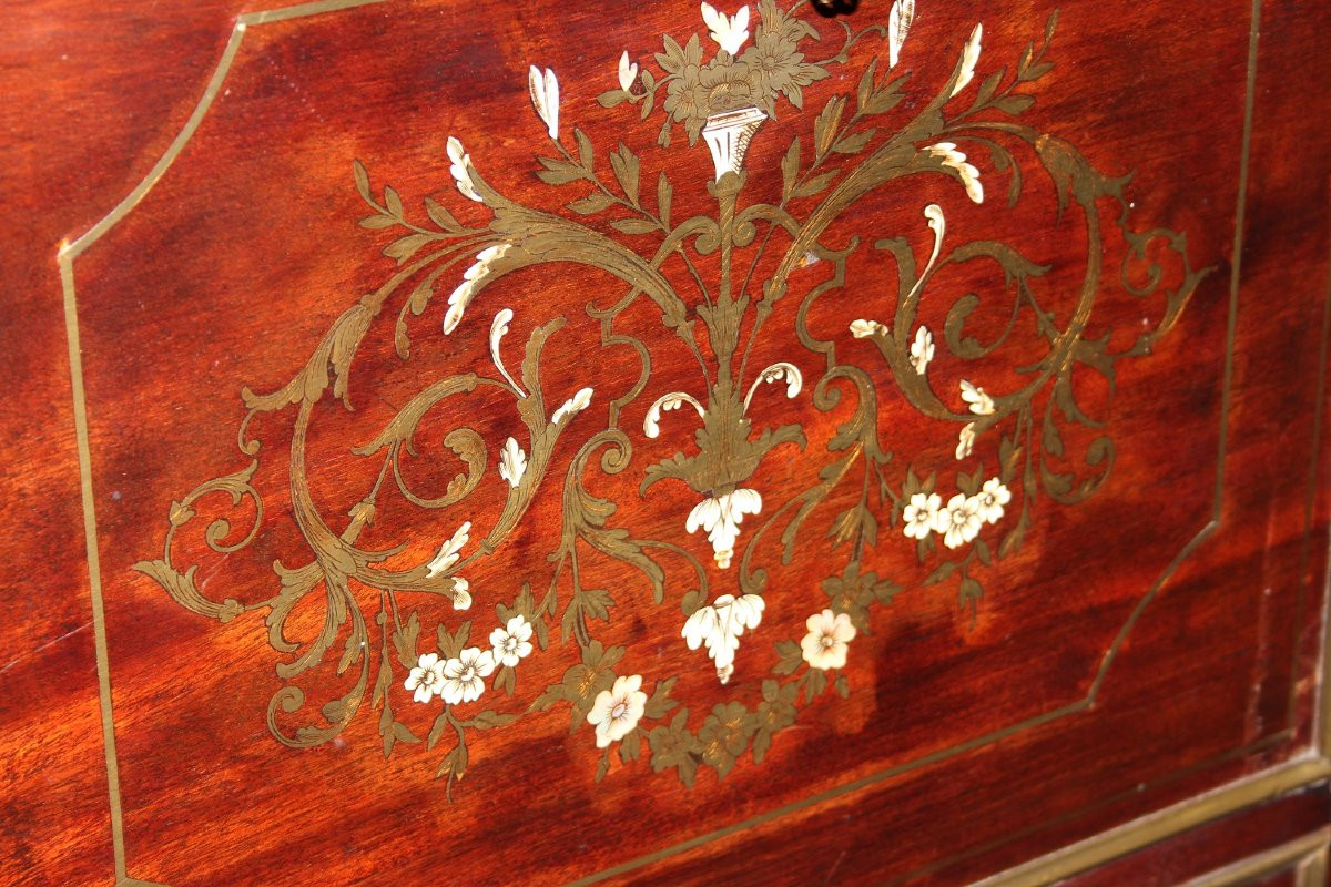 Secretaire francese della seconda metà del 1800, stile Napoleone III, in legno di mogano-photo-1