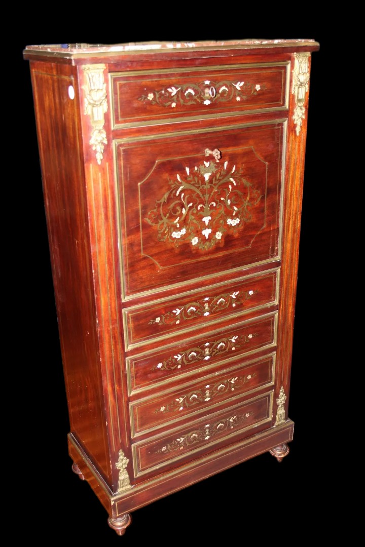 Secretaire francese della seconda metà del 1800, stile Napoleone III, in legno di mogano