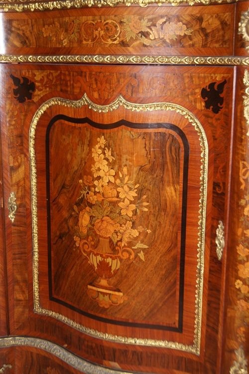 Servante olandese di inizio 1800, stile Luigi XV, in legno di noce e radica di noce-photo-4