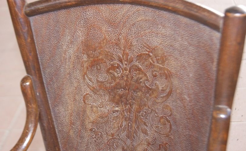 Poltrona Thonet Nord Europa di inizio 1900 in legno di faggio tinto noce curvato-photo-2