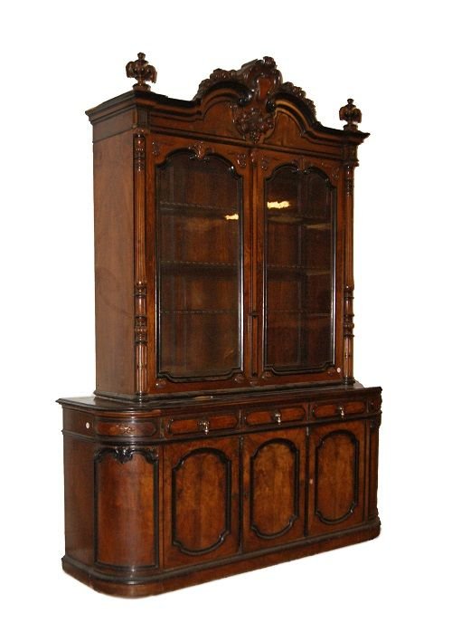 Grande credenza doppio corpo francese della prima metà del 1800, stile Luigi Filippo, in legno -photo-4