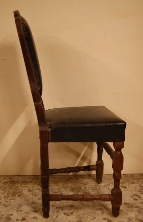 Gruppo di 4 sedie a rocchetto italiane della seconda metà del 1700 in legno di noce-photo-3
