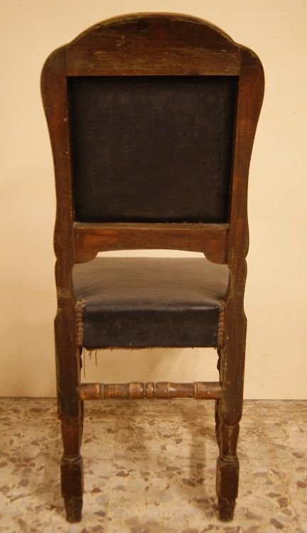 Gruppo di 4 sedie a rocchetto italiane della seconda metà del 1700 in legno di noce-photo-4