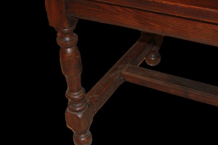 Grande tavolo rettangolare rustico di inizio 1800 stile seicentesco in legno di castagno-photo-1