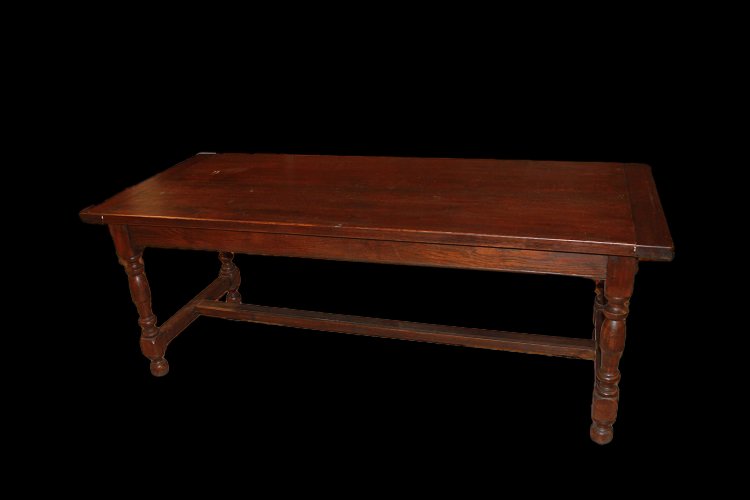 Grande tavolo rettangolare rustico di inizio 1800 stile seicentesco in legno di castagno-photo-2