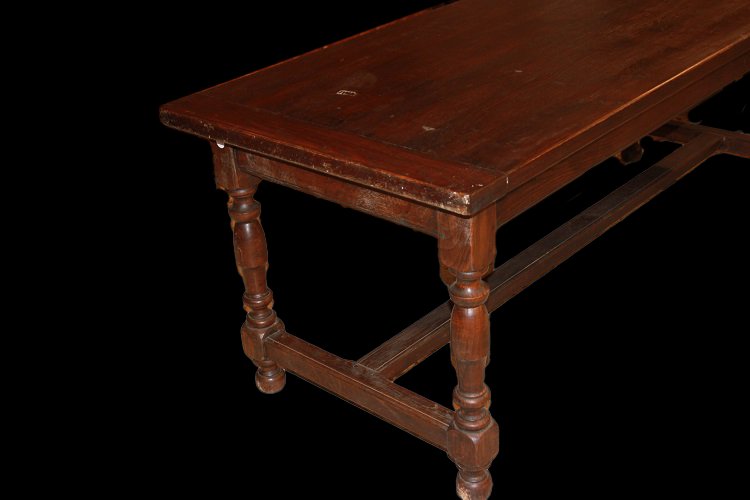 Grande tavolo rettangolare rustico di inizio 1800 stile seicentesco in legno di castagno-photo-3