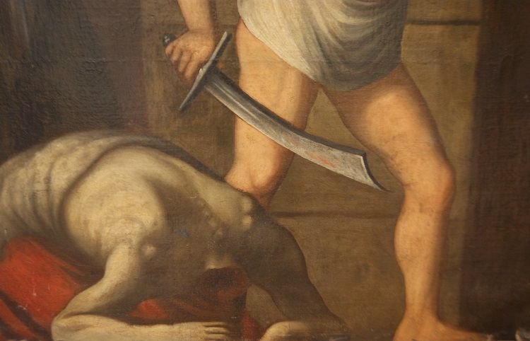 Olio su tela italiano del 1600, Salomè con la testa del battista-photo-4