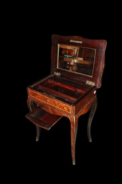 Toilette francese della prima metà del 1800, stile Luigi XV, in legno di bois de violette-photo-2