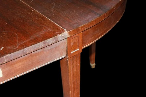 Tavolo ovale allungabile inglese della seconda metà 1800, stile Vittoriano, in legno di mogano.-photo-4