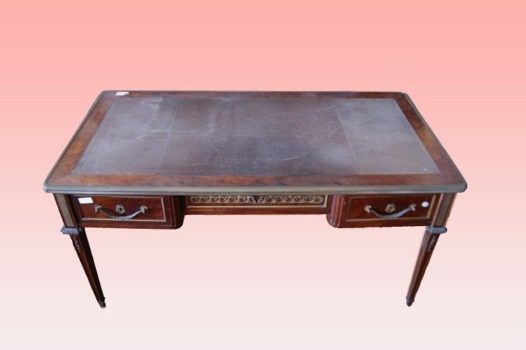 Scrivania francese di inizio 1800, stile Luigi XVI, in radica di maples-photo-2
