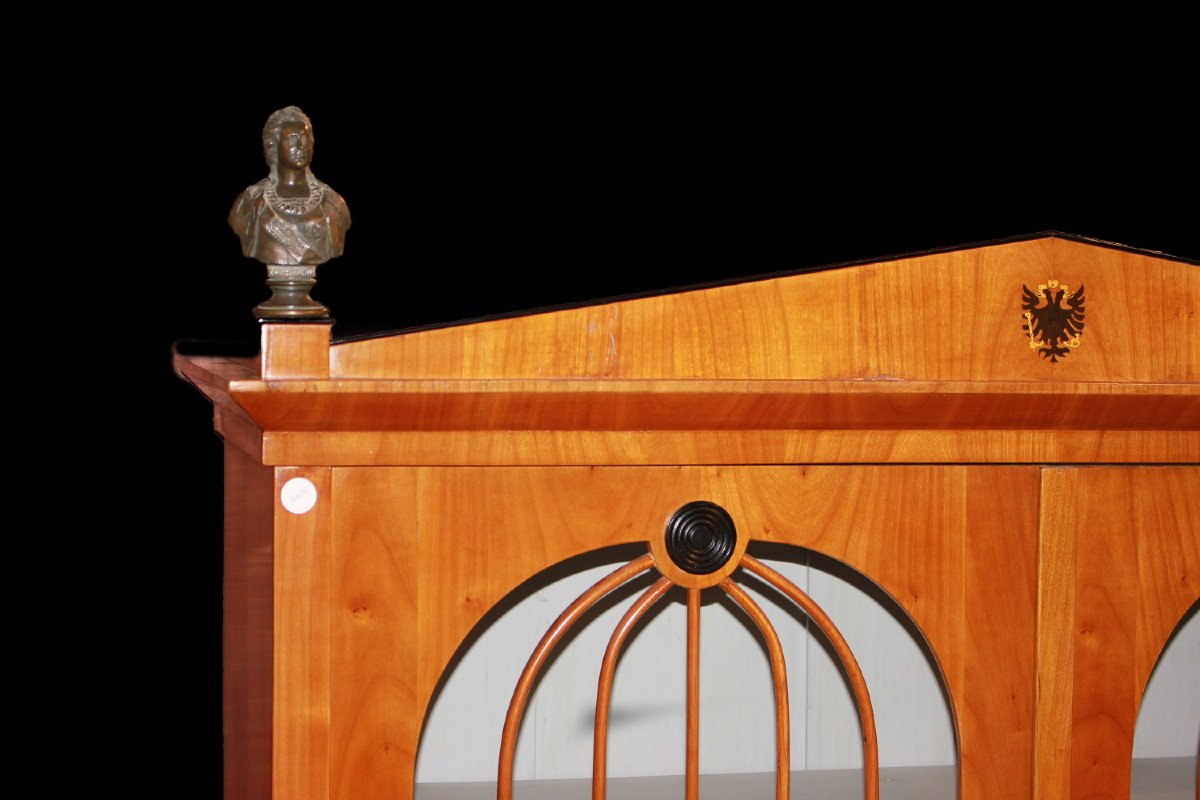 Vetrina russa della prima metà del 1800, stile biedermeier, in legno di Betulla-photo-2