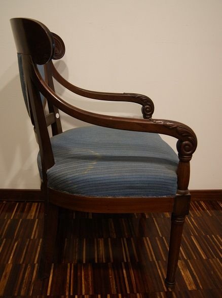 Poltrona da scrivania francese della metà del 1800, stile Direttorio, in massello di mogano-photo-2