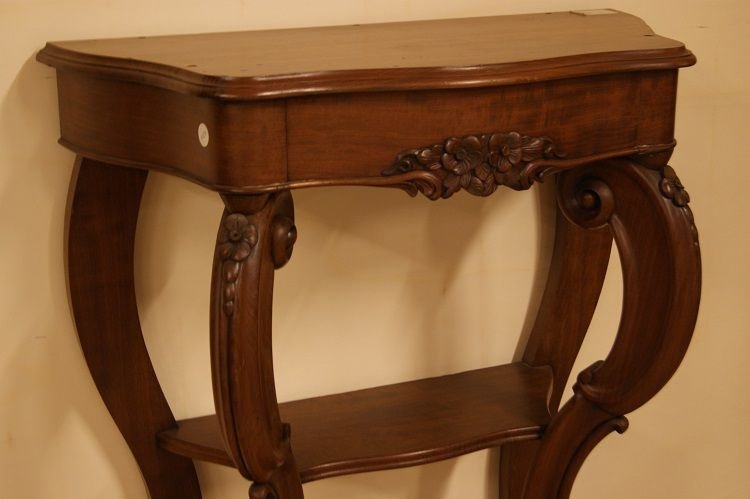 Piccola consolle francese di metà 1800 stile Luigi Filippo in legno di mogano-photo-4