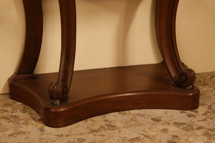 Piccola consolle francese di metà 1800 stile Luigi Filippo in legno di mogano-photo-1