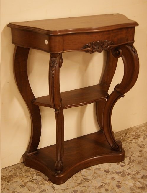 Piccola consolle francese di metà 1800 stile Luigi Filippo in legno di mogano-photo-2