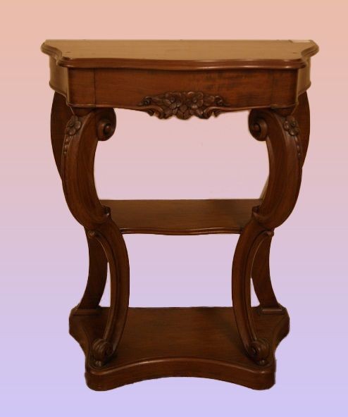 Piccola consolle francese di metà 1800 stile Luigi Filippo in legno di mogano