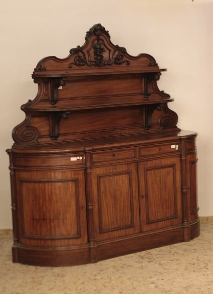 Piattaia francese di metà 1800, stile Luigi Filippo, in legno di mogano biondo-photo-2