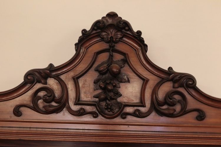 Piattaia francese di metà 1800, stile Luigi Filippo, in legno di mogano biondo-photo-3