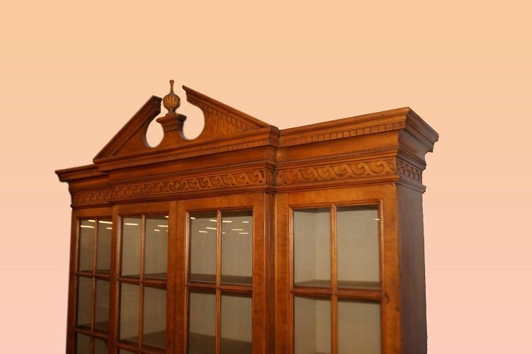 Libreria italiana della prima metà del 1900 in legno di frassino e radica di frassino. Presenta-photo-2