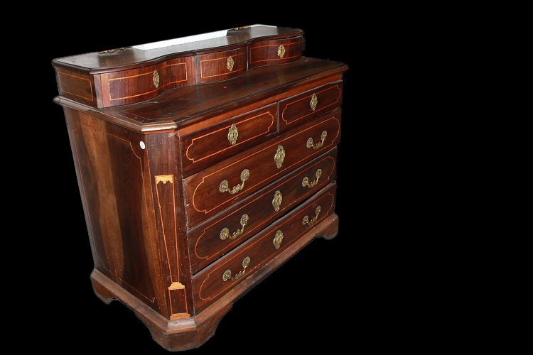 Cassettone canterano spagnolo del 1700 in legno di noce-photo-2
