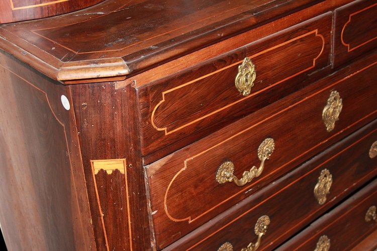 Cassettone canterano spagnolo del 1700 in legno di noce-photo-4