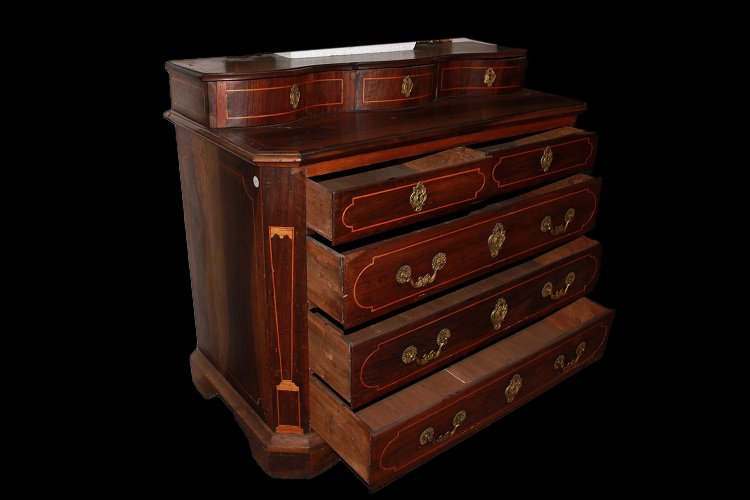 Cassettone canterano spagnolo del 1700 in legno di noce-photo-2