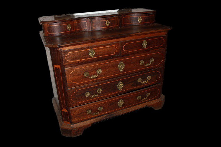 Cassettone canterano spagnolo del 1700 in legno di noce