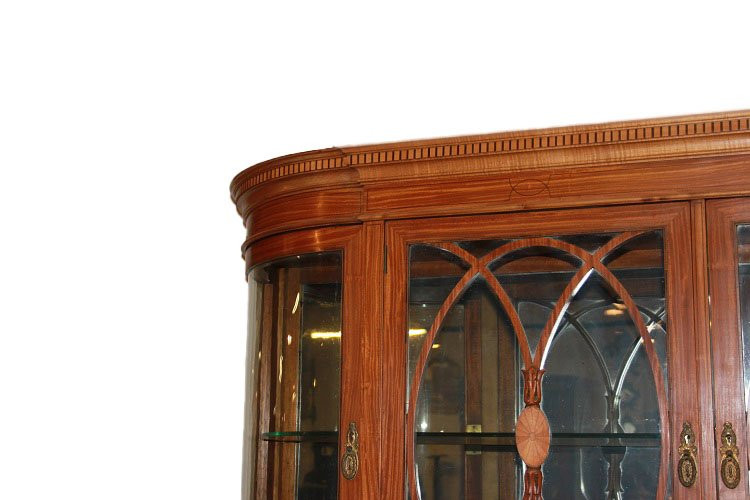 Grande bellissima credenza inglese della seconda metà 1800, stile Sheraton, in legno satinwood.-photo-2