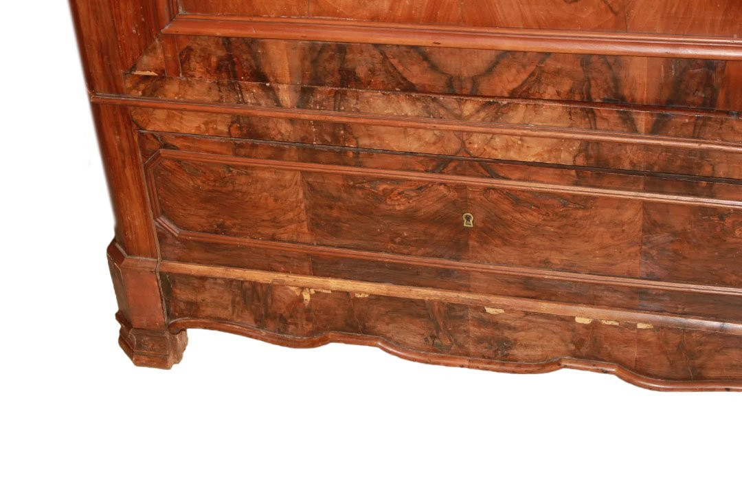 Armadio stipo francese della seconda metà del 1800, stile Luigi Filippo, in legno di noce fiamm-photo-3