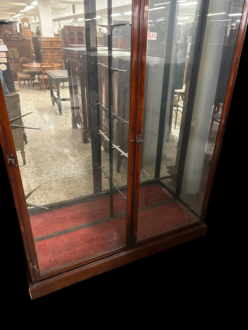 Vetrina mobile bacheca inglese di fine 1800 stile Vittoriano in legno di mogano-photo-3